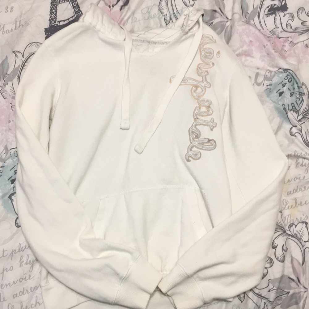 An Aeropostale white hoodie.